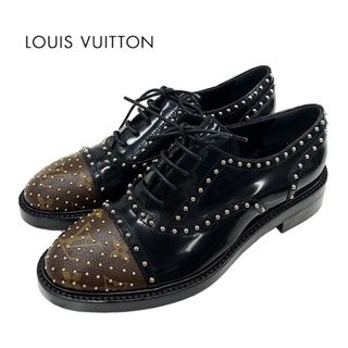 ルイヴィトン(LOUIS VUITTON)のルイヴィトン LOUIS VUITTON モノグラム ローファー 革靴 レースアップシューズ 靴 シューズ スタッズ レザー ブラック(ローファー/革靴)