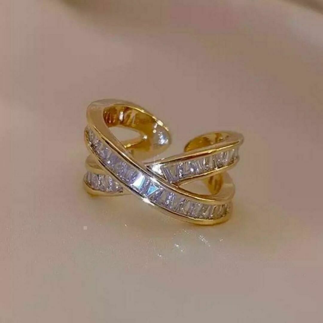 493 ゴールド リング czダイヤモンド ジルコン 韓国 結婚式 ジュエリー レディースのアクセサリー(リング(指輪))の商品写真