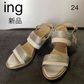 イング(ing)の新品ing パンプス　シルバー　本革(ハイヒール/パンプス)