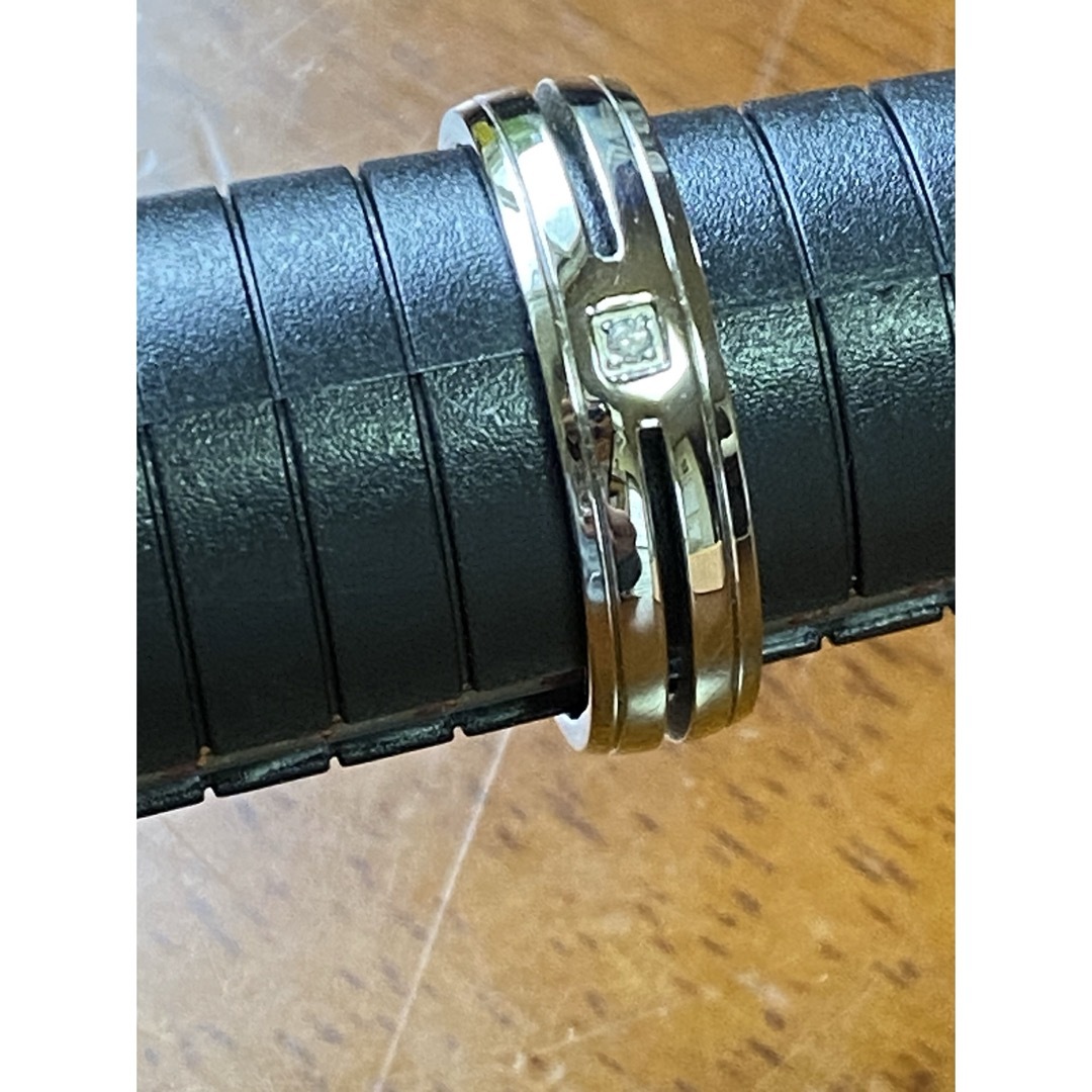 6ミリ幅23.5号ジルコニア付きステンレスデザインring メンズのアクセサリー(リング(指輪))の商品写真