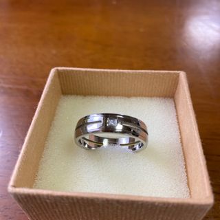 6ミリ幅23.5号ジルコニア付きステンレスデザインring(リング(指輪))