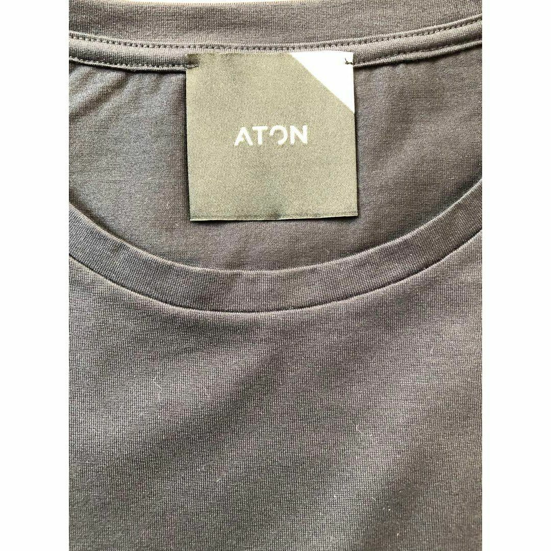 ATON(エイトン)の【新品】★ATON★エイトン★ラウンドヘムTシャツ★カットソー★ネイビー★ レディースのトップス(Tシャツ(半袖/袖なし))の商品写真