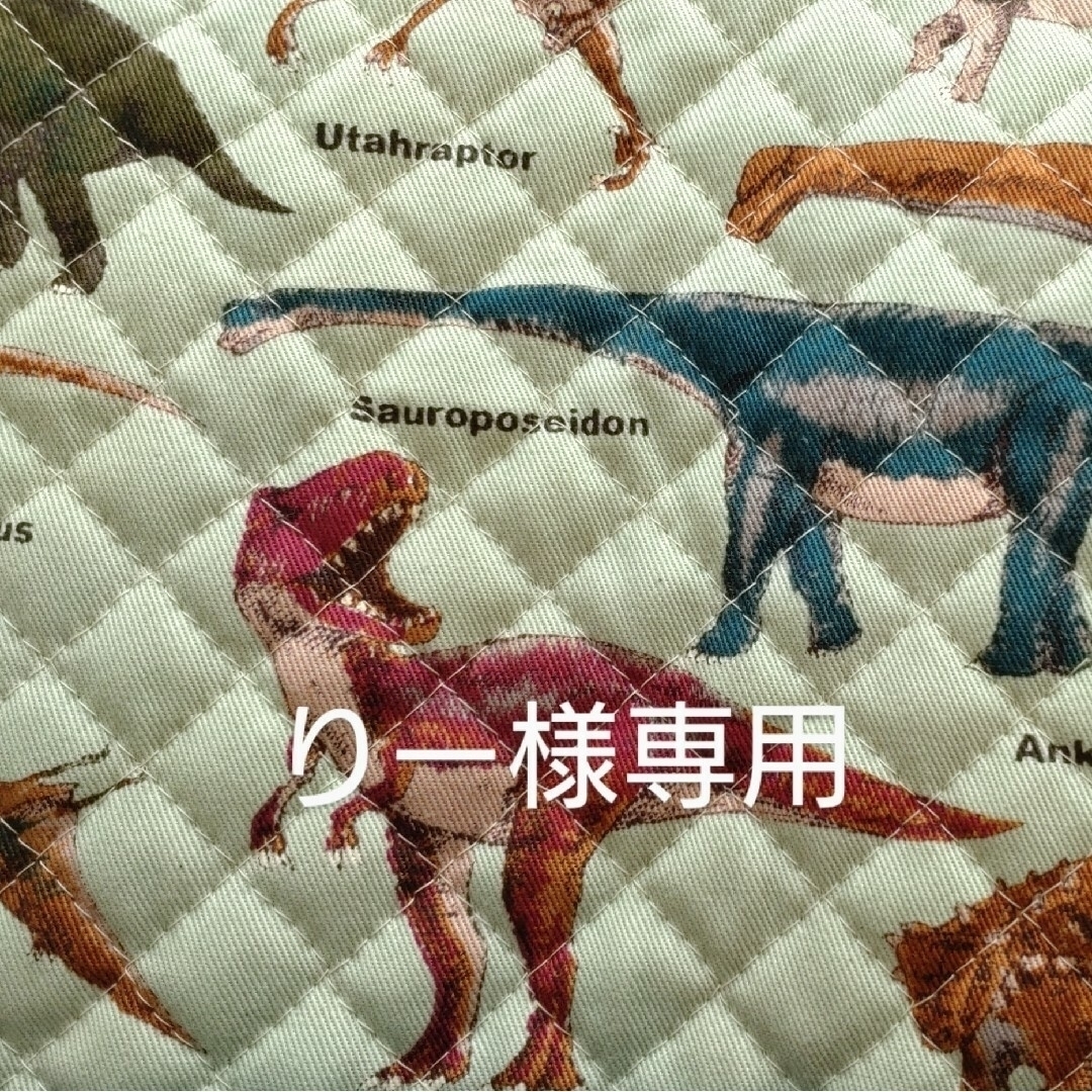 りー様専用　リアル恐竜柄レッスンバッグ　シューズケース　食事袋　着替え袋 ハンドメイドのキッズ/ベビー(バッグ/レッスンバッグ)の商品写真
