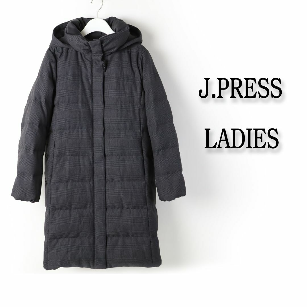 J.PRESS LADIES(ジェイプレスレディス)の194 新品 ジェイプレス 千鳥&グレンチェック ロング ダウン コート 9 レディースのジャケット/アウター(ダウンコート)の商品写真