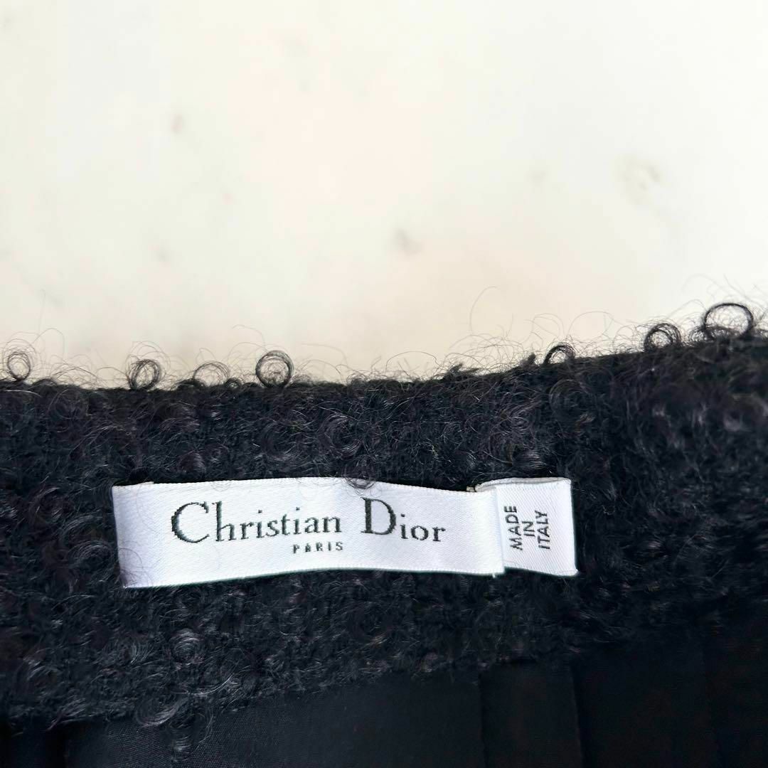 Christian Dior 現行 モヘヤ混 ループツイード フレアスカート