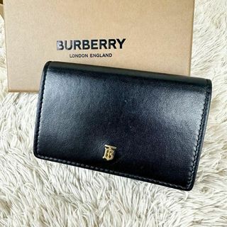 BURBERRY - 【人気】バーバリー 三つ折り財布 ブラック TBロゴ ゴールドロゴ メンズ