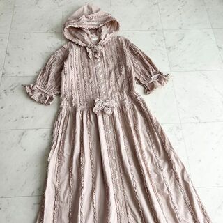 美品★ピンクハウス PINKHOUSE★ストロベリー柄フード付ロングワンピース