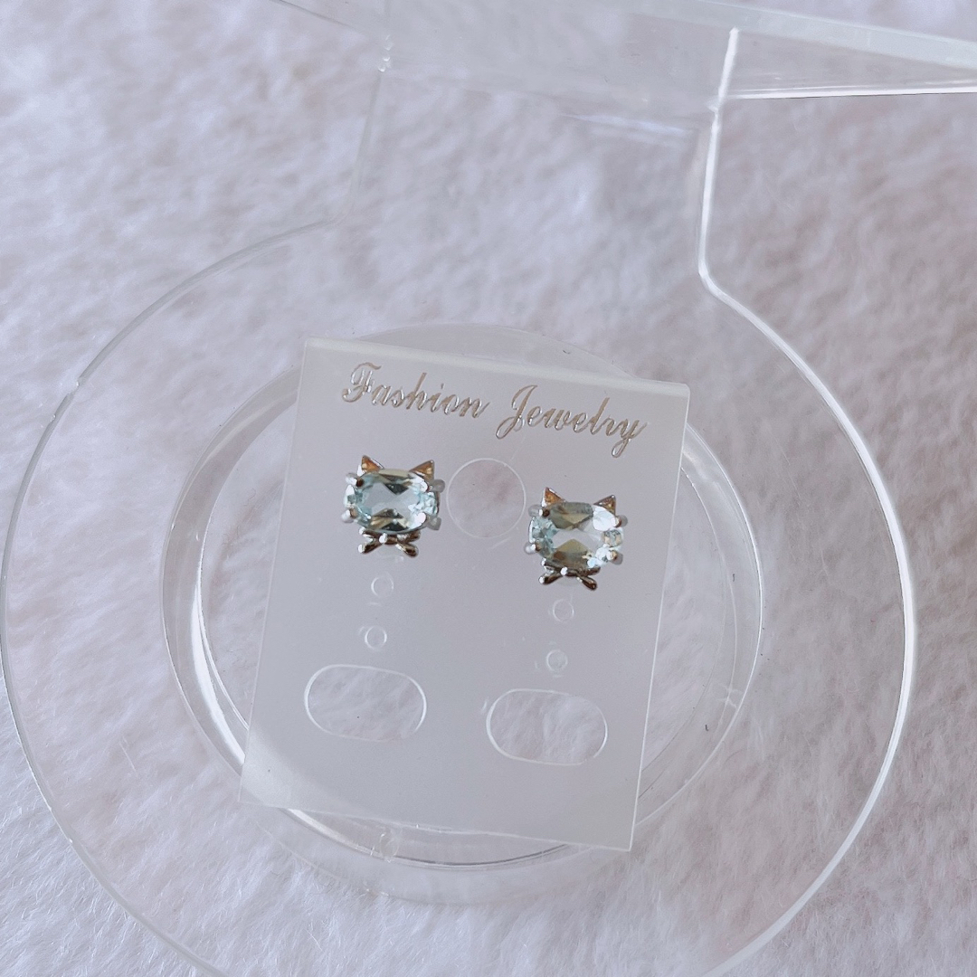 🔮ブルートパーズ🔮 猫ちゃん ピアスSV925 レディースのアクセサリー(ピアス)の商品写真