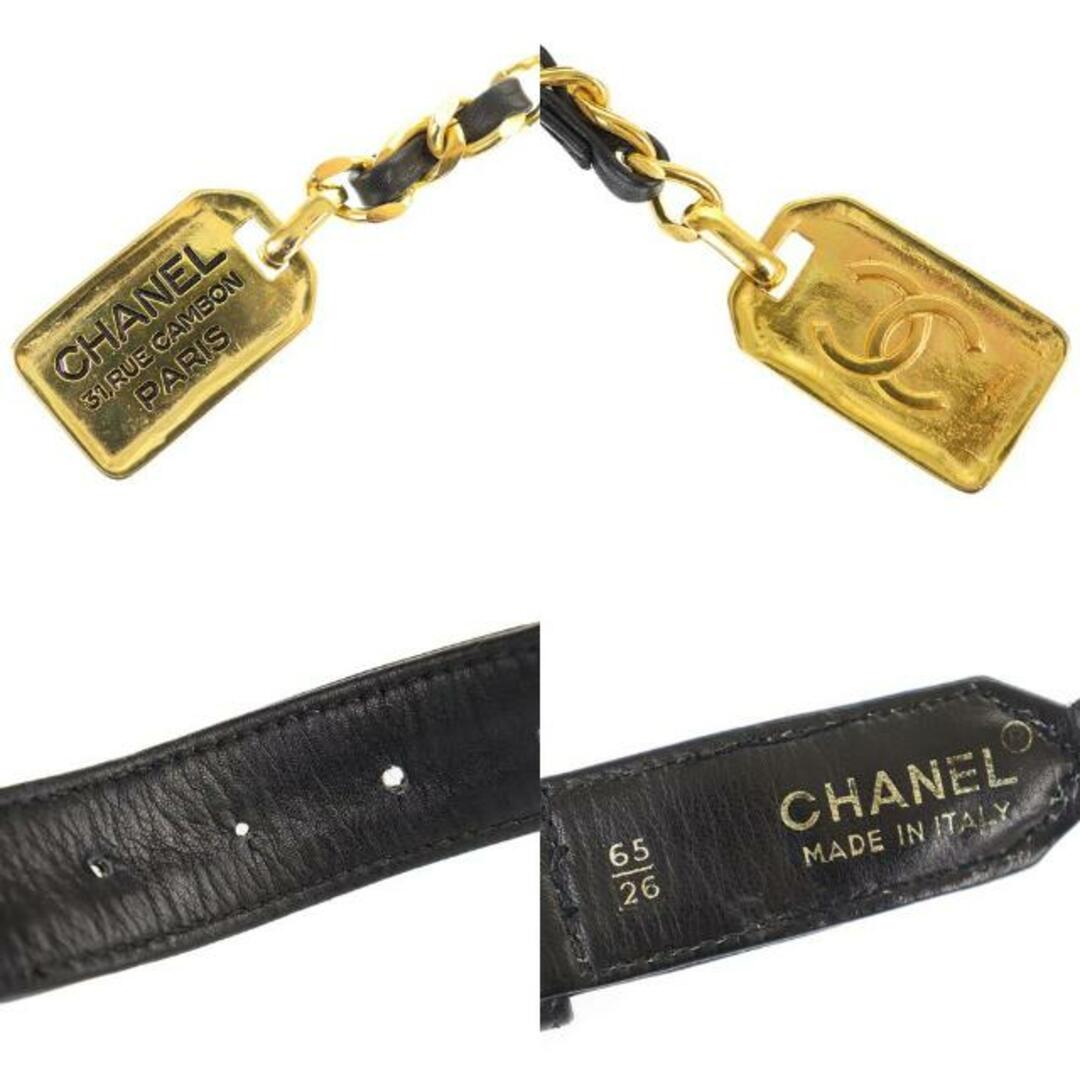 CHANEL(シャネル)のシャネル チェーンベルト 65/26 ココマーク 中古 ブラック ゴールド金具 レザー CHANEL 【中古】 | ファッション レディース ロゴ 黒 金色 アクセサリー ブランド Bランク レディースのファッション小物(ベルト)の商品写真