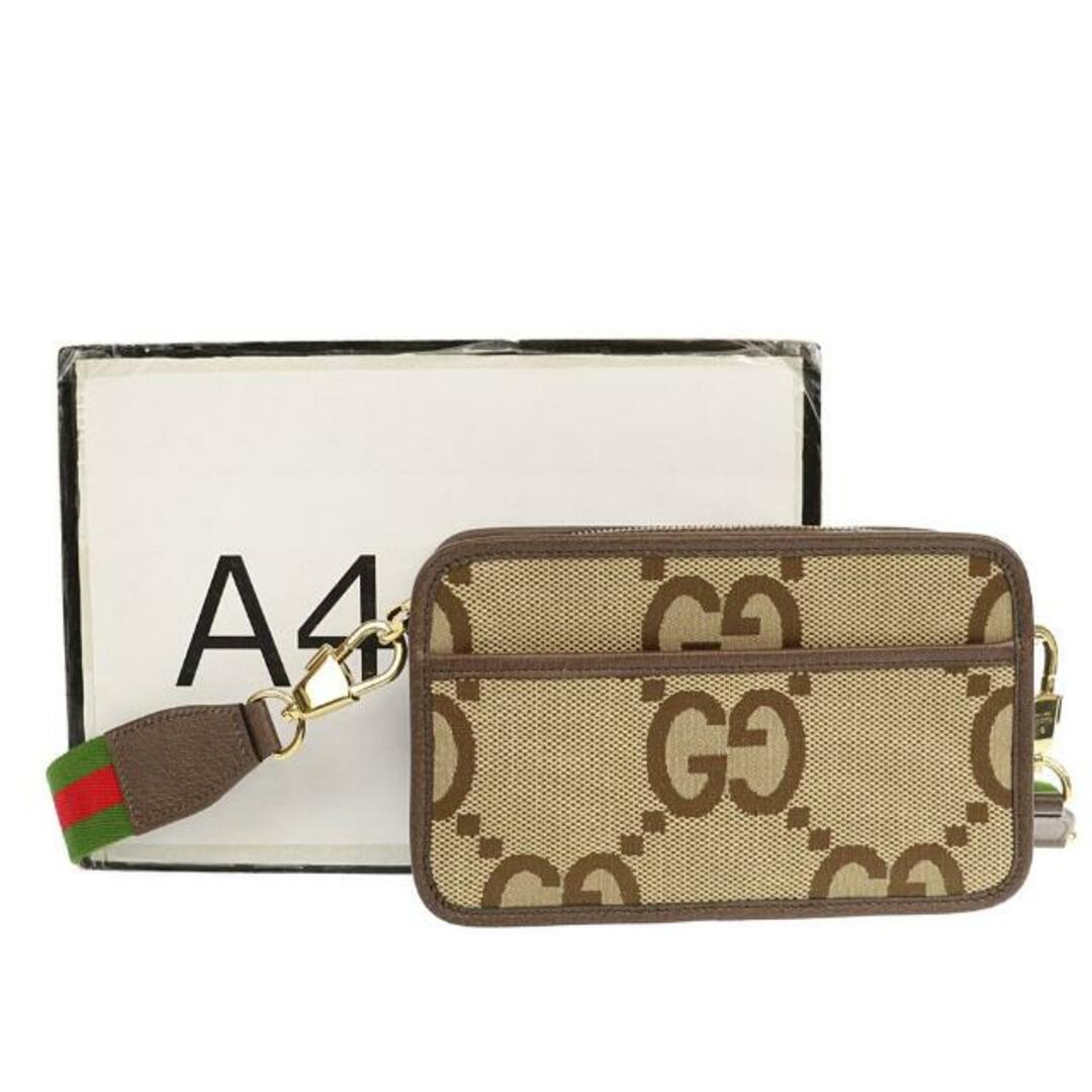 Gucci(グッチ)のグッチ ショルダーバッグ ジャンボGG ミニバッグ 696075 中古 ジャンボGGキャンバス キャメル エボニー GUCCI 【中古】 | ブラウン ベージュ ブランド ファッション メンズ シンプル カジュアル クロスボディ バック SAランク メンズのバッグ(ショルダーバッグ)の商品写真