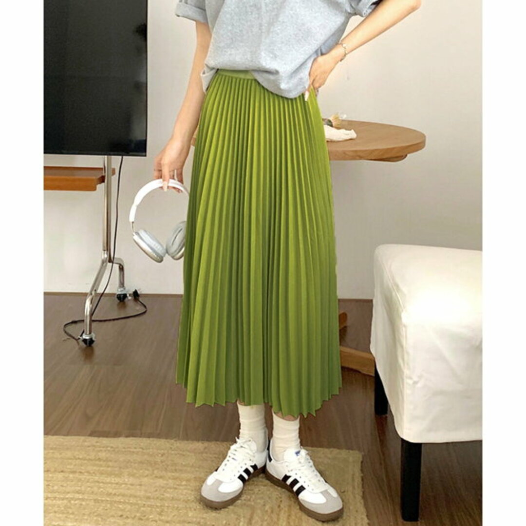 【グリーン】【F】【Dewlily】ロングプリーツスカート レディースのスカート(ロングスカート)の商品写真