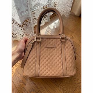 グッチ(Gucci)の【美品】GUCCI マイクログッチ シマレザー 2way ハンドバッグ(ハンドバッグ)