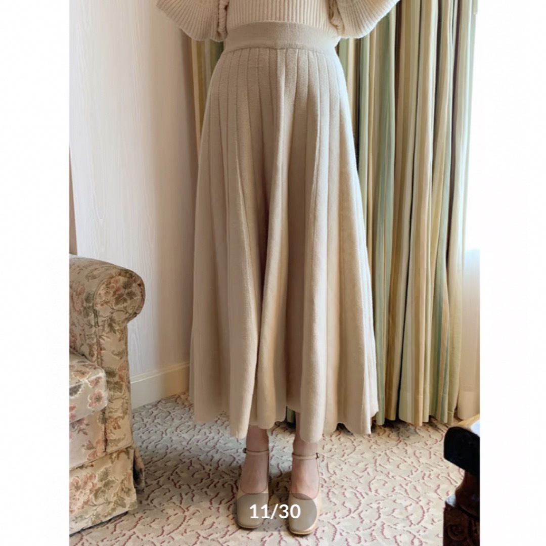 épine(エピヌ)のエピヌ　volume knit long skirt🤎ベージュ レディースのスカート(ロングスカート)の商品写真