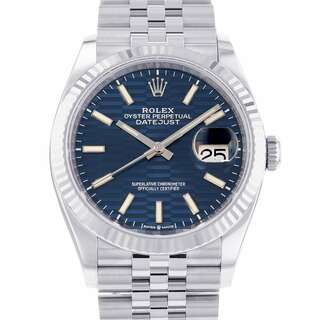 ロレックス(ROLEX)のロレックス デイトジャスト36 SS/K18WGホワイトゴールド 126234 ROLEX 腕時計 ブルーフルーテッド文字盤(腕時計(アナログ))