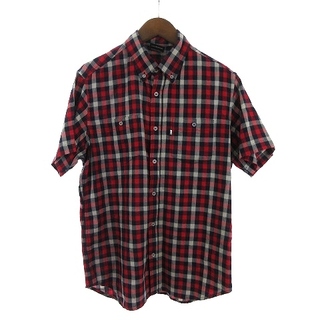エフティーシー(FTC)のエフティーシー シャツ 半袖 チェック コットン 赤系 レッド系 L(シャツ)