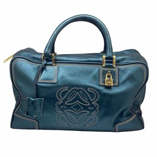 ロエベ(LOEWE)のLOEWE　ロエベ　アマソナ36　アマソナ　メタリックグリーン　ゴールド金具　ハンドバッグ　バッグ　鞄　カバン　ボストンバッグ　旅行用　レディース(ボストンバッグ)