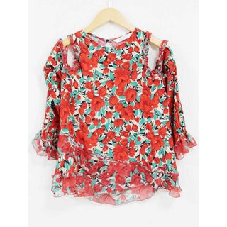 ザラ(ZARA)の【春物 新入荷】☆ZARA/ザラ☆花柄オフショルダーカットソー/カットソー/Tシャツ/長袖 レッド/赤 レディース XS【中古】春夏 402042(Tシャツ(半袖/袖なし))