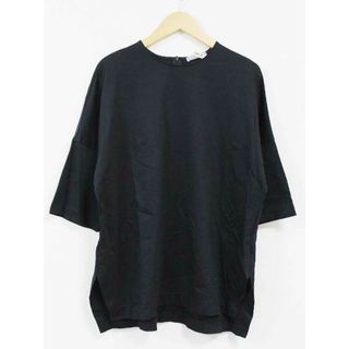 セオリー(theory)の【春物 新入荷】☆theory luxe/セオリーリュクス☆2021年製/Cotton Interlock Kiha/カットソー/Tシャツ/バックジップ/ドルマン/無地/七分袖 ブラック/黒 レディース 38【中古】春夏 402042(Tシャツ(半袖/袖なし))