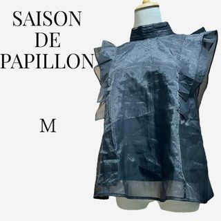 セゾンドパピヨン(SAISON DE PAPILLON)の【大人気◎】SAISON DE PAPILLON　シアーノースリーブブラウス　M(シャツ/ブラウス(半袖/袖なし))