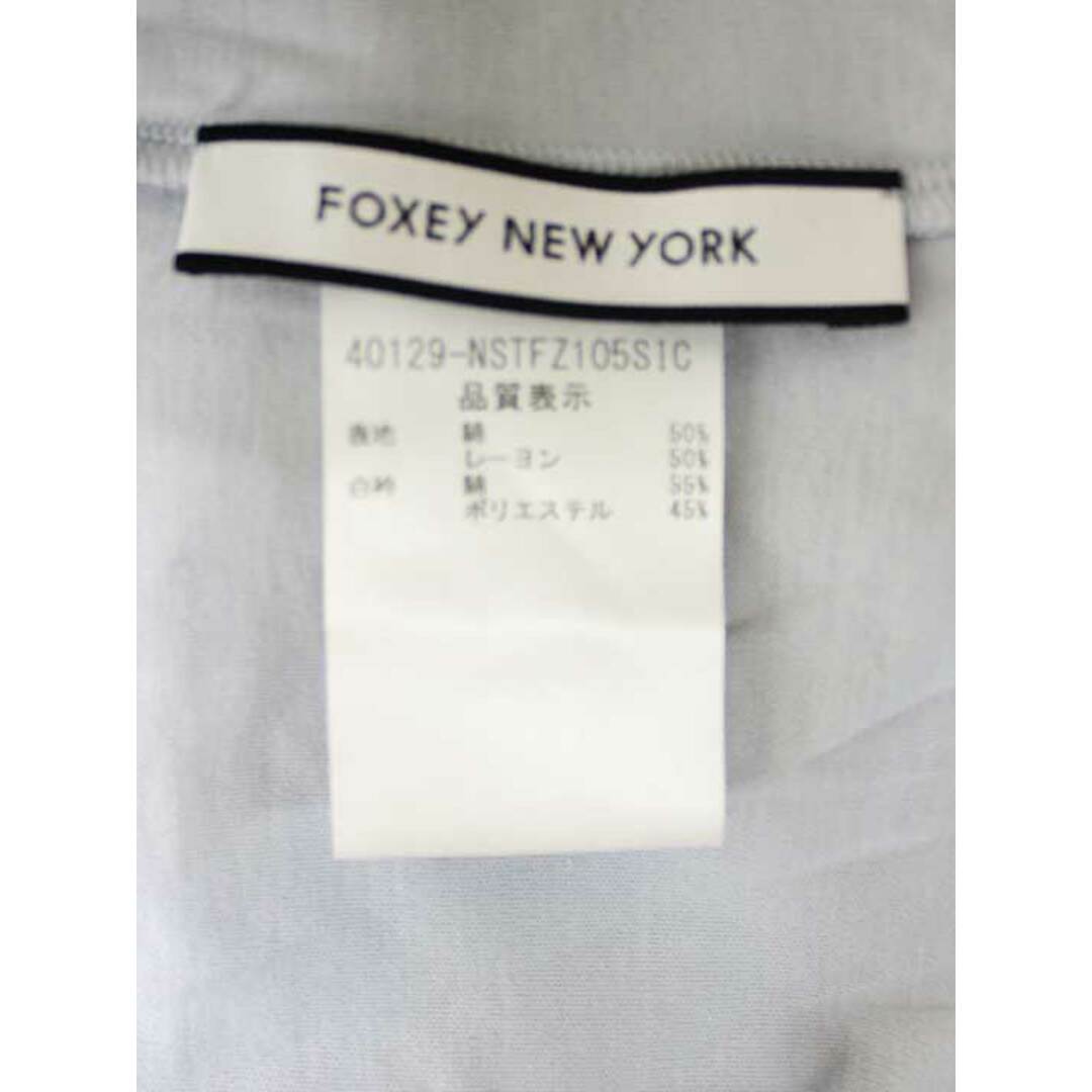 FOXEY(フォクシー)の【春物新入荷】■FOXEY NEW YORK/フォクシーニューヨーク■襟付きトップス/40129/クルーネック/半袖 ライトブルー×ホワイト レディース 38【中古】春夏 otr 402042 レディースのトップス(シャツ/ブラウス(半袖/袖なし))の商品写真