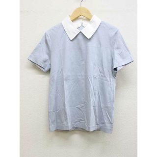 フォクシー(FOXEY)の【春物新入荷】■FOXEY NEW YORK/フォクシーニューヨーク■襟付きトップス/40129/クルーネック/半袖 ライトブルー×ホワイト レディース 38【中古】春夏 otr 402042(シャツ/ブラウス(半袖/袖なし))