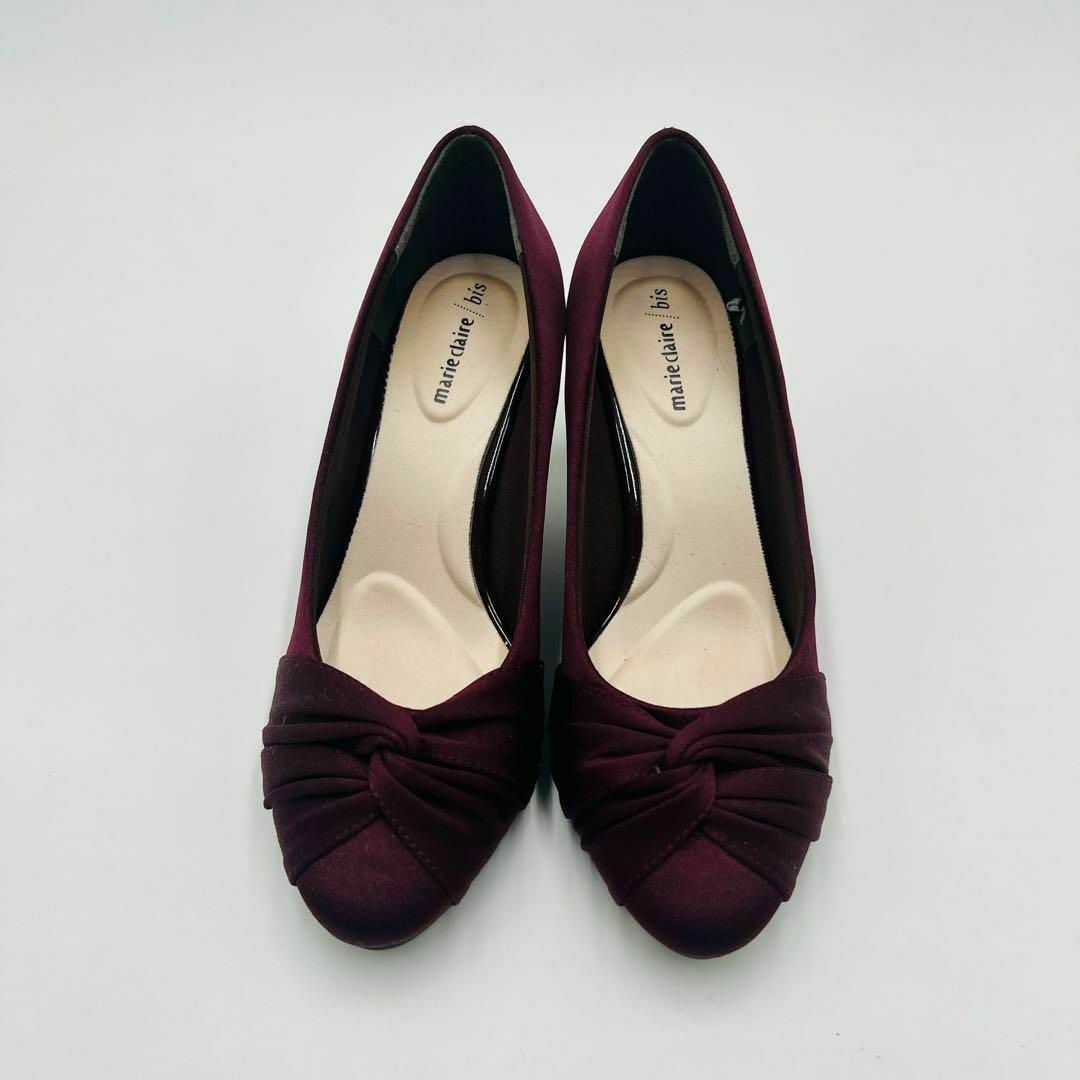 marie claire マリクレール パンプス サテン パープル 23.5cm レディースの靴/シューズ(ハイヒール/パンプス)の商品写真