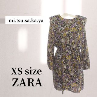 ザラ(ZARA)のザラ　ZARA　昭和レトロなペイズリー柄ワンピース　XS(ひざ丈ワンピース)