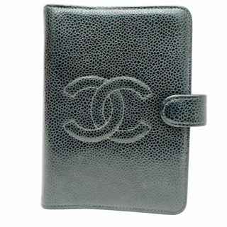 シャネル(CHANEL)のシャネル CHANEL CCロゴ ココマーク キャビアスキン アジェンダ 手帳カバー システム手帳 メンズ レディース 黒　ブラック　ゴールド金具　5番台(その他)