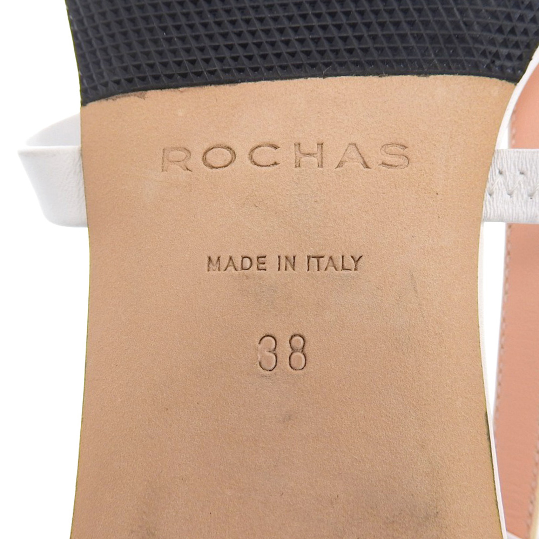 ROCHAS(ロシャス)のロシャス 新品同様 ROCHAS ロシャス レザー サンダル レディース ホワイト 38 38 レディースの靴/シューズ(ハイヒール/パンプス)の商品写真