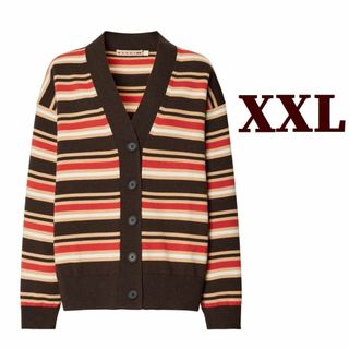 マルニ 大きいサイズ XXL 3XL◆メリノブレンドボーダーオーバーサイズカーデ(カーディガン)