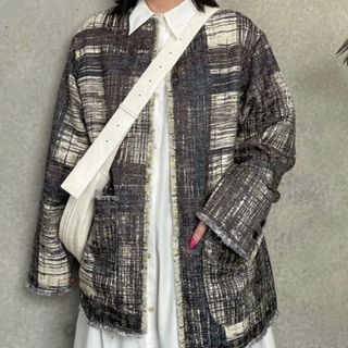 美品✨トゥービーシック　尾州　ファンシーツイードジャケット　淡い水色　40