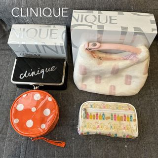 クリニーク(CLINIQUE)の未使用品 CLINIQUE クリニーク コスメポーチ スパンコール ロゴ ファー(ポーチ)