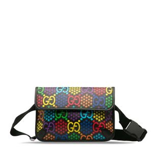 グッチ(Gucci)の美品 グッチ GGサイケデリック ボディバッグ ウエストバッグ 598113 レザー レディース GUCCI 【222-33613】(ボディバッグ/ウエストポーチ)