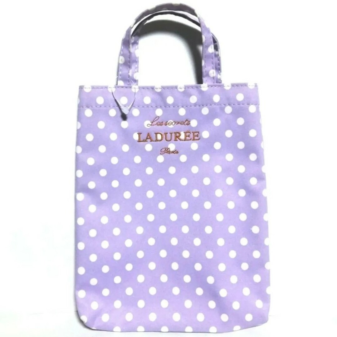 LADUREE(ラデュレ)の未使用 ラデュレ トートバッグ ドット柄 パープル ミニサイズ 紫 ミニバッグ レディースのファッション小物(ポーチ)の商品写真