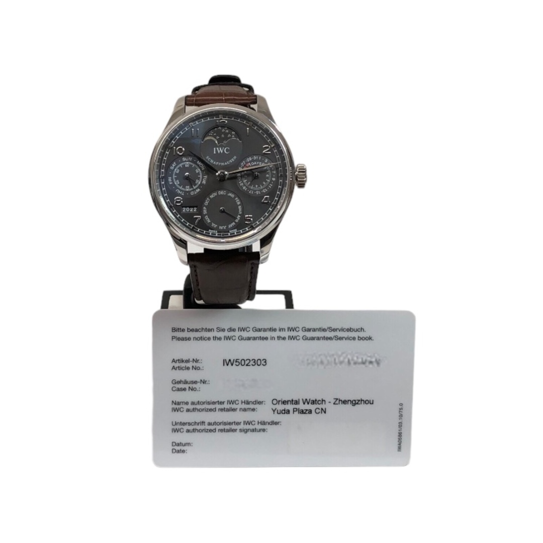 IWC(インターナショナルウォッチカンパニー)の　インターナショナルウォッチカンパニー IWC ポルトギーゼ　パーペチュアルカレンダー IW502303 グレー K18ホワイトゴールド クロコベルト メンズ 腕時計 メンズの時計(その他)の商品写真