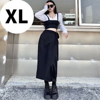 【大人気♪】XLサイズ　レディース　パンツ　スカート　スカンツ　ブラック(ロングスカート)