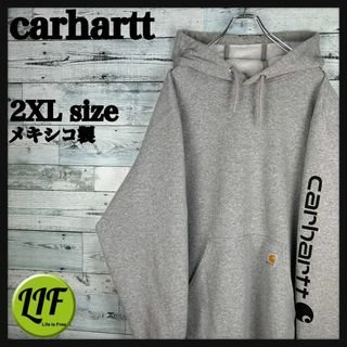 カーハート(carhartt)のカーハート メキシコ製 ロゴタグ 袖ロゴ スウェットパーカー グレー XXL(パーカー)