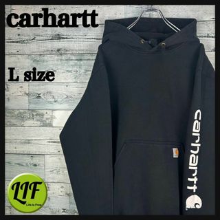 カーハート(carhartt)のカーハート ロゴタグ 袖ロゴ スウェットパーカー ブラック L(パーカー)