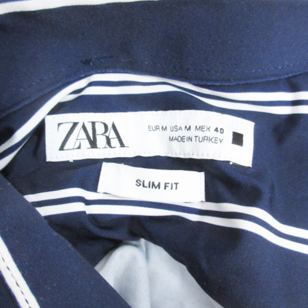 ZARA(ザラ)のザラ カジュアルシャツ 長袖 ストライプ柄 M 紺 白 ネイビー ホワイト メンズのトップス(シャツ)の商品写真