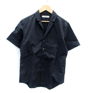 エディフィス(EDIFICE)のエディフィス カジュアルシャツ オープンカラー 半袖 無地 S チャコールグレー(シャツ)