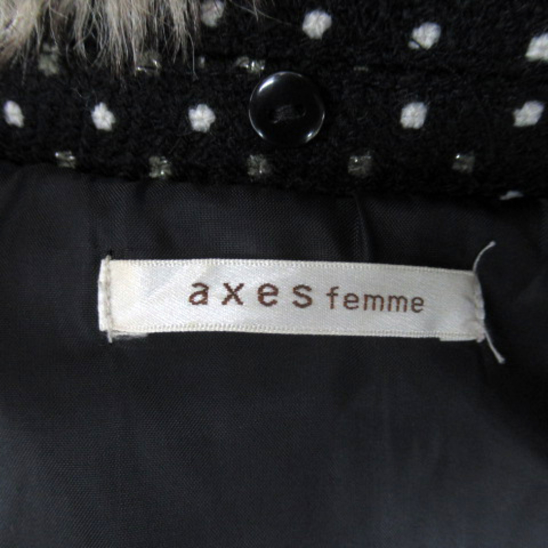 axes femme(アクシーズファム)のアクシーズファム ステンカラーコート ロング丈 ドット柄 水玉柄 L 黒 レディースのジャケット/アウター(その他)の商品写真