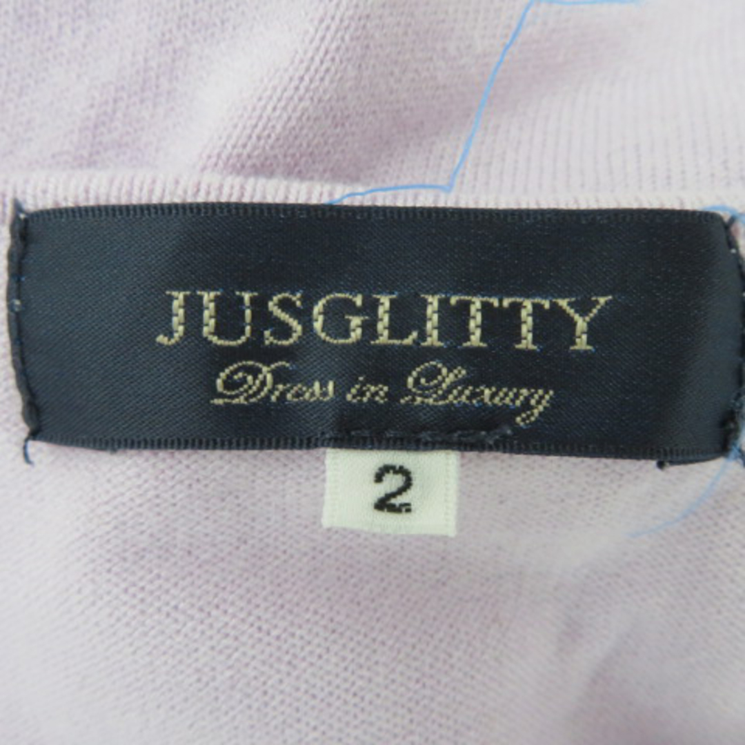 JUSGLITTY(ジャスグリッティー)のジャスグリッティー ニット カットソー 七分袖 Vネック 2 ライトパープル レディースのトップス(ニット/セーター)の商品写真