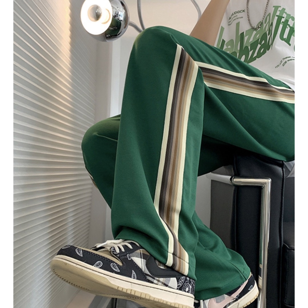 3999円○ M サイドライン ストリート パンツ モード メンズ　グリーン メンズのパンツ(ワークパンツ/カーゴパンツ)の商品写真