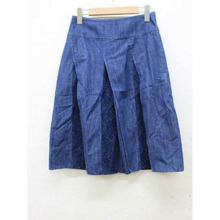 【春物新入荷】YUKI TORII INTERNATIONAL/ユキトリイインターナショナル■デニムスカート/レース/ミモレ丈 インディゴ レディース 38【中古】春夏 otr 402042(その他)