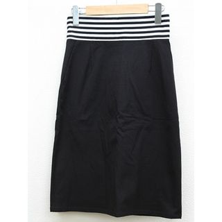 【春物 新入荷】‡BORDERS at BALCONY/ボーダーズ アット バルコニー‡I-LINE SKIRT/スカート/膝丈 ブラック/黒 レディース 36【中古】春夏 621042(その他)