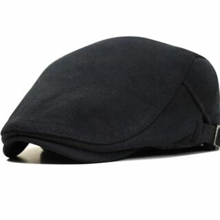 帽子 メンズ　男女兼用 シンプル 無地 ハンチング スエット ブラック(ハンチング/ベレー帽)