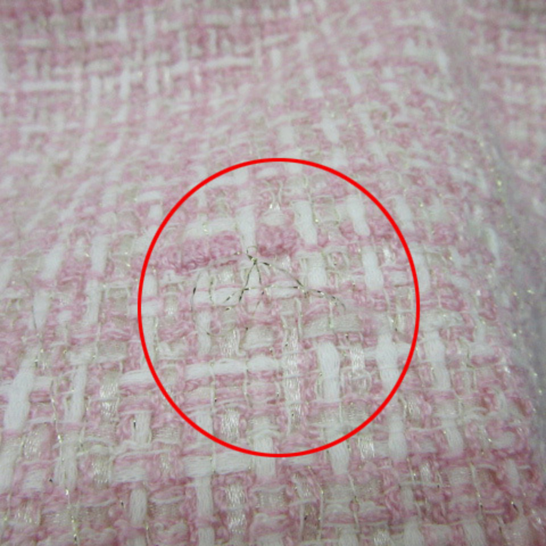 EmiriaWiz(エミリアウィズ)のエミリアウィズ ドッキングワンピース 長袖 ビジュー ツイード S 白 ピンク レディースのワンピース(ミニワンピース)の商品写真
