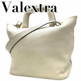 ヴァレクストラ(Valextra)のvalextra ヴァレクストラ 2way ハンドバッグ　ショルダー　レザー　白(ハンドバッグ)