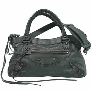 バレンシアガバッグ(BALENCIAGA BAG)の本物 バレンシアガ BALENCIAGA ザ ファースト 2WAY ショルダーバッグ ハンドバッグ レザー グレー系 103208 The First バッグ 中古(ショルダーバッグ)