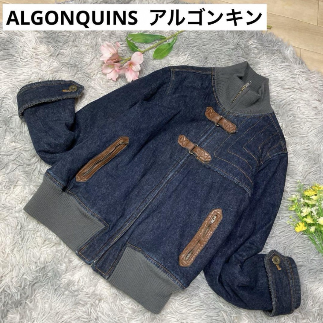 ALGONQUINS(アルゴンキン)のMサイズ　アルゴンキン　裏ボア　デニムジャケット　リブ編み襟が暖かい　ダッフル調 レディースのジャケット/アウター(Gジャン/デニムジャケット)の商品写真